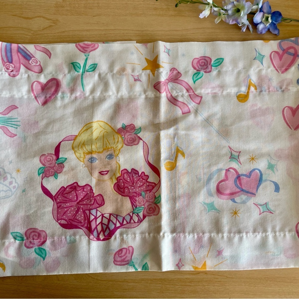 Barbie Themed Pillowcase with Pink and Yellow Accents